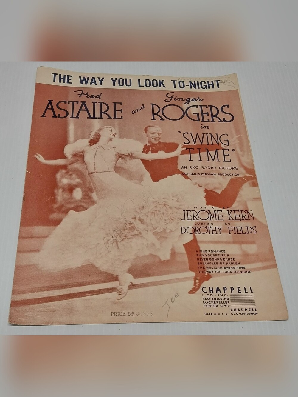 SWING TIME Fields/Kern 1936 A Fine Romance ASTAIRE/ROGERS Movie Sheet Music